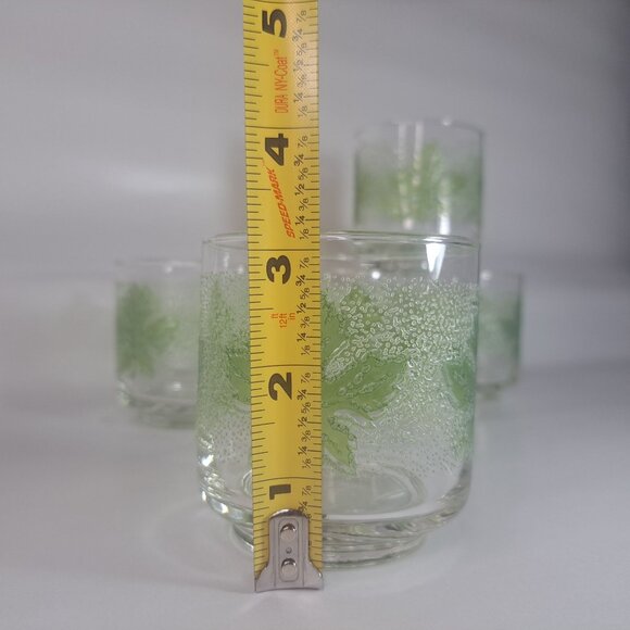 Libbey Green Oak Leaf Juice Glasses Set of 5 3" Vintage Textured USA - Picture 5 of 7